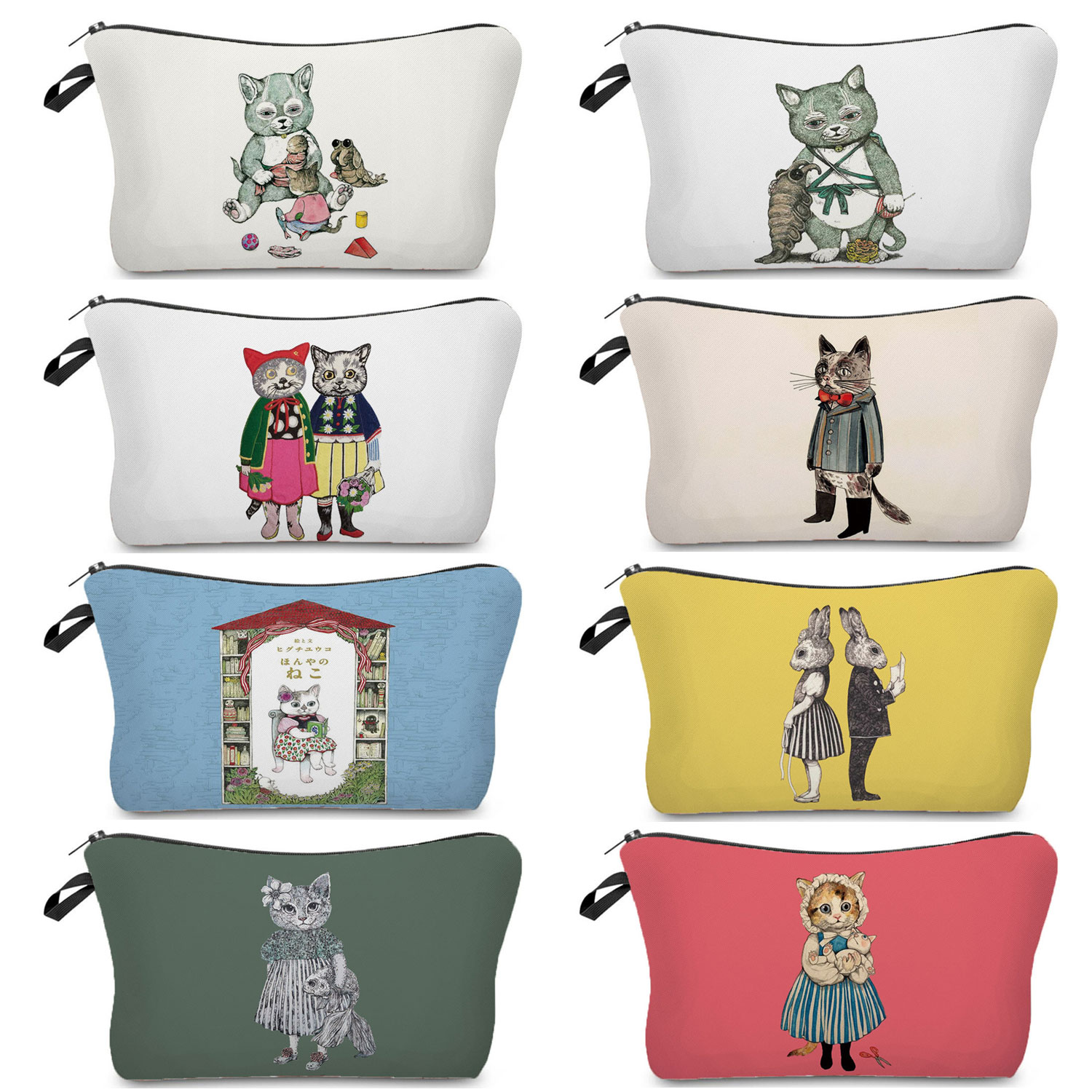 Pillow Cover Sublimation - Kobiety kosmetyczka moda ilustracja kot dziewczyna