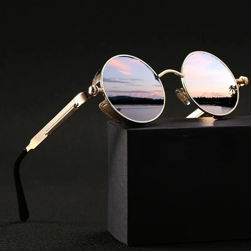 Metal Photo Panel - Modne sportowe klasyczne okulary przeciwsłoneczne steampunkowe